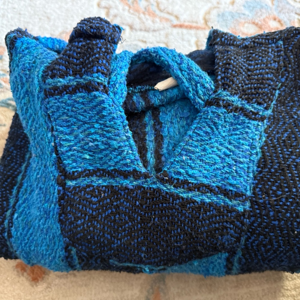 Authentic Light Blue Baja Hoodie "Drug Rug" -- Barely Worn!